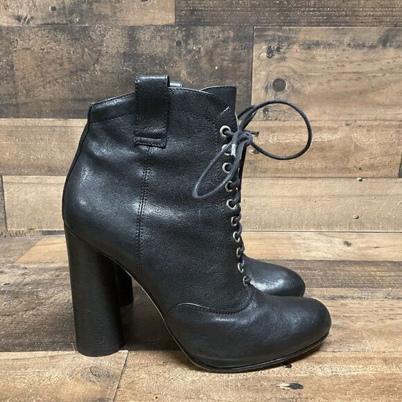 Loeffler Randall High Heel Modern Victorian Style Boots. Soft Black Leather 9B - Picture 1 of 8